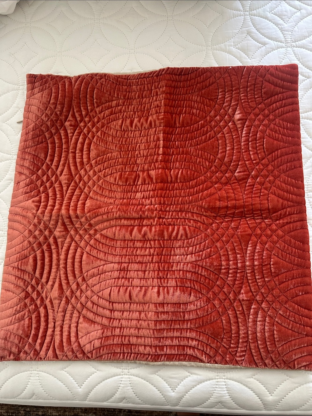 Rust Quilted Decorative Throw Pillow Cover - Unbranded